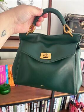 JW PEI Emerald Green Top-Handle Satchel with Gold Hardware